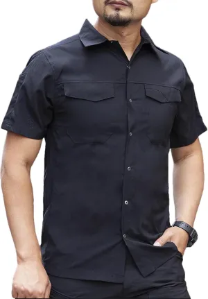 Men's Tactical Cargo Shirt, Quick-Dry Military Summer Workwear Lapel Breathable