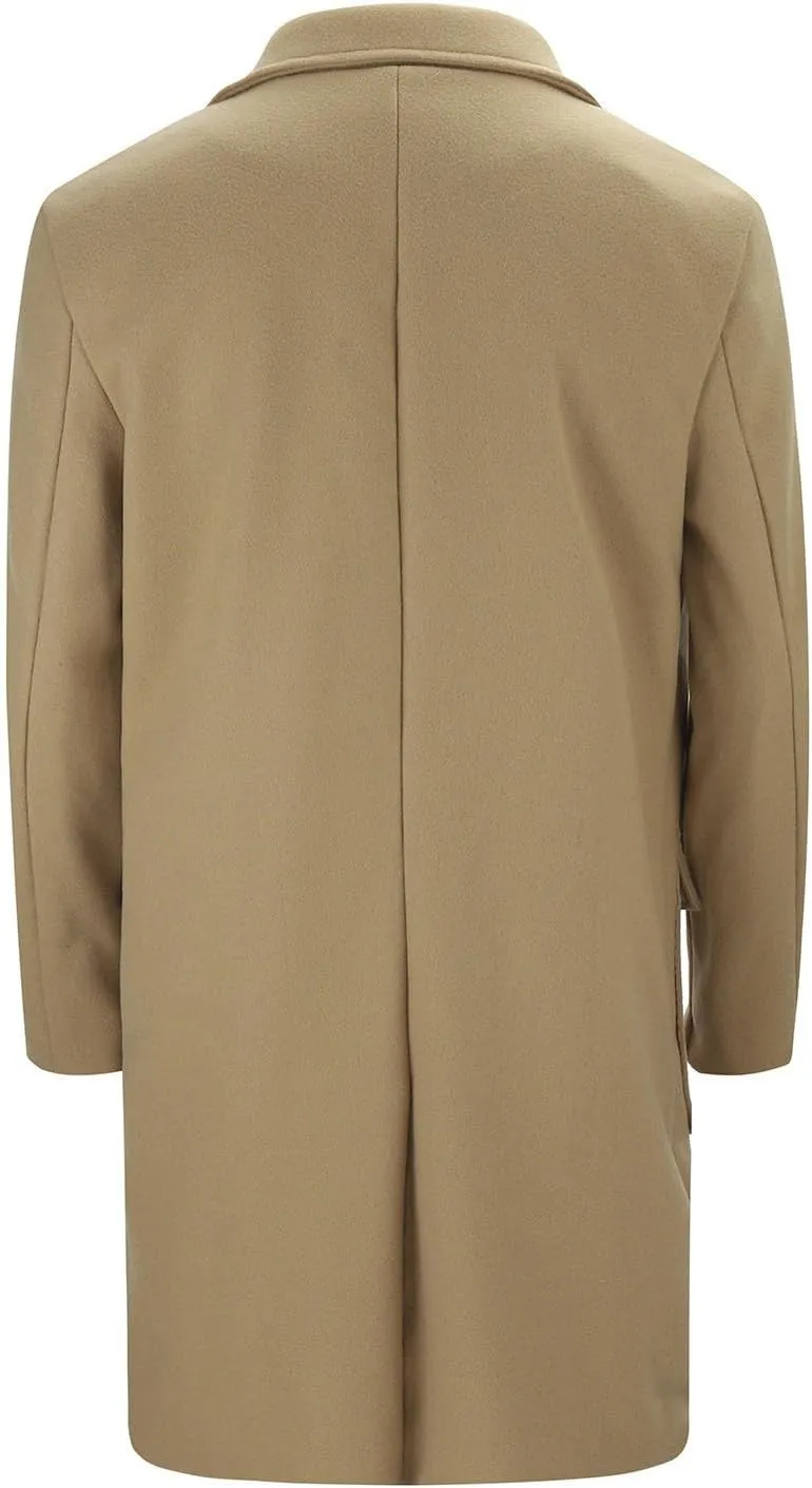 Men's Trench Coat Fashion Easy Notch Lapel Business Casual Fleece Jacket Solid Long Pea Coat Windbreaker Overcoat