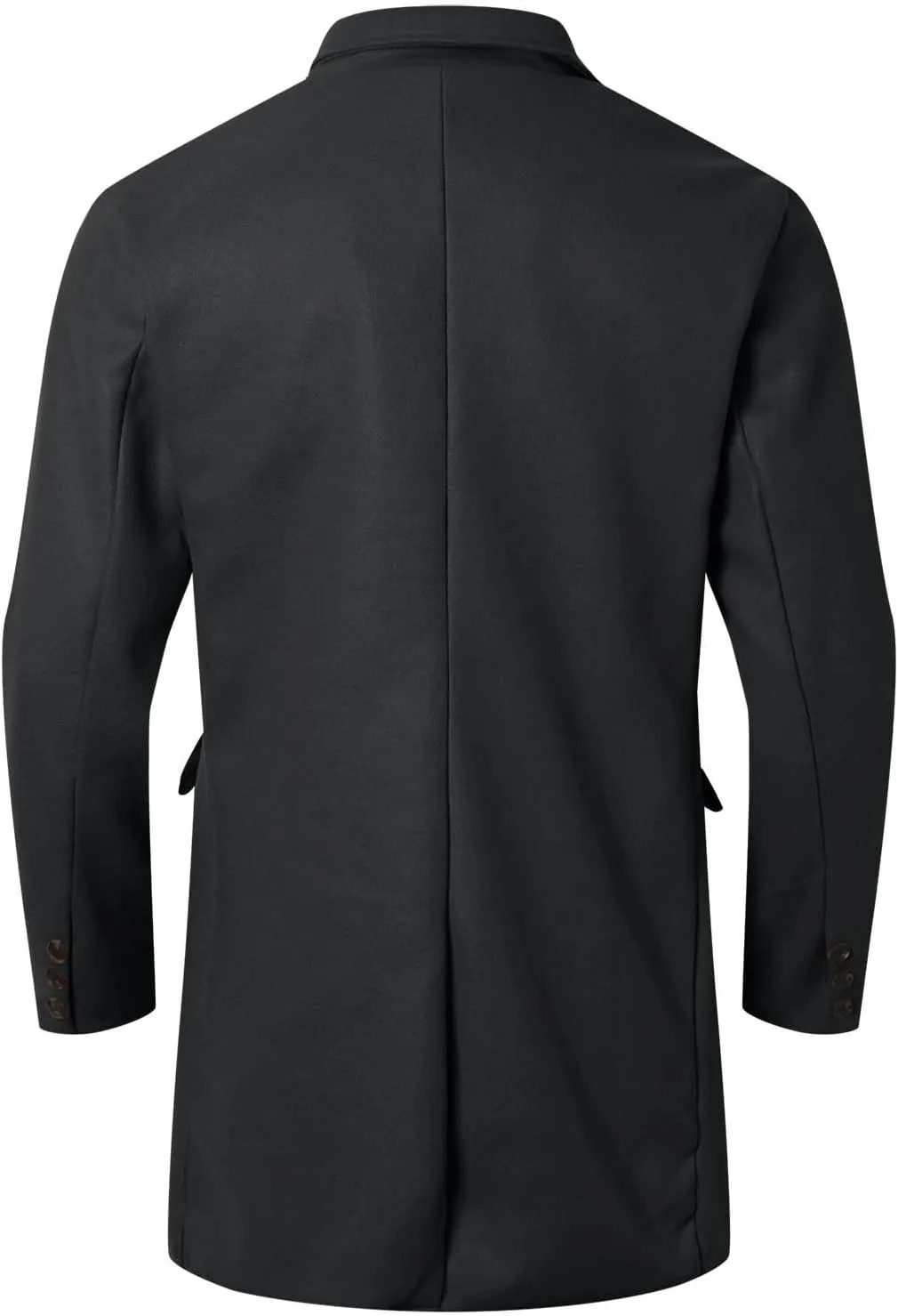 Mens Trench Coat Notch Lapel Double Breasted Casual Pea Coat Winter Warm Coat Long Business Overcoat Windbreaker