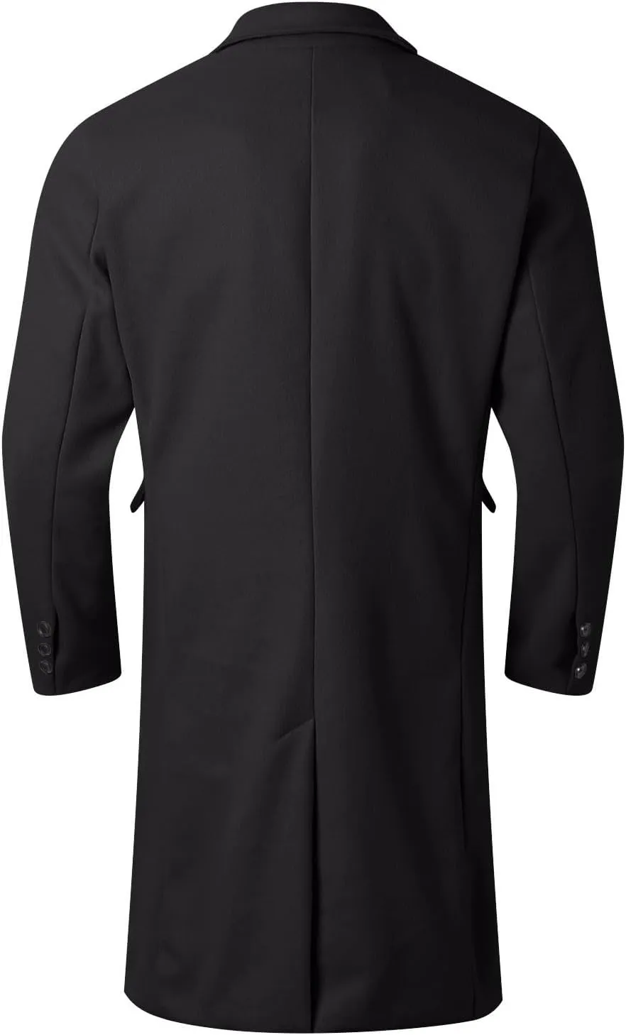 Mens Trench Coat Notched Lapel Double Breasted Casual Pea Coat Winter Warm Coat Long Business Overcoat Windbreaker