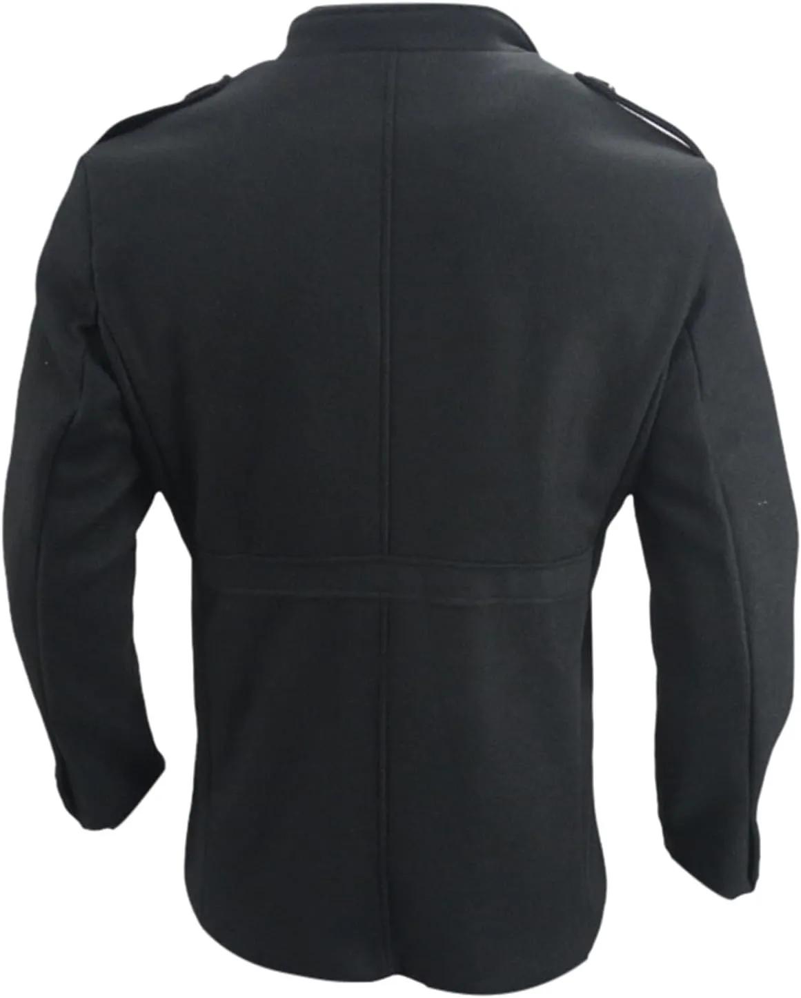 Mens Trench Coat Stand Lapel Double Breasted Business Casual Pea Coat Winter Warm Coat Mid Long Overcoat Windbreaker