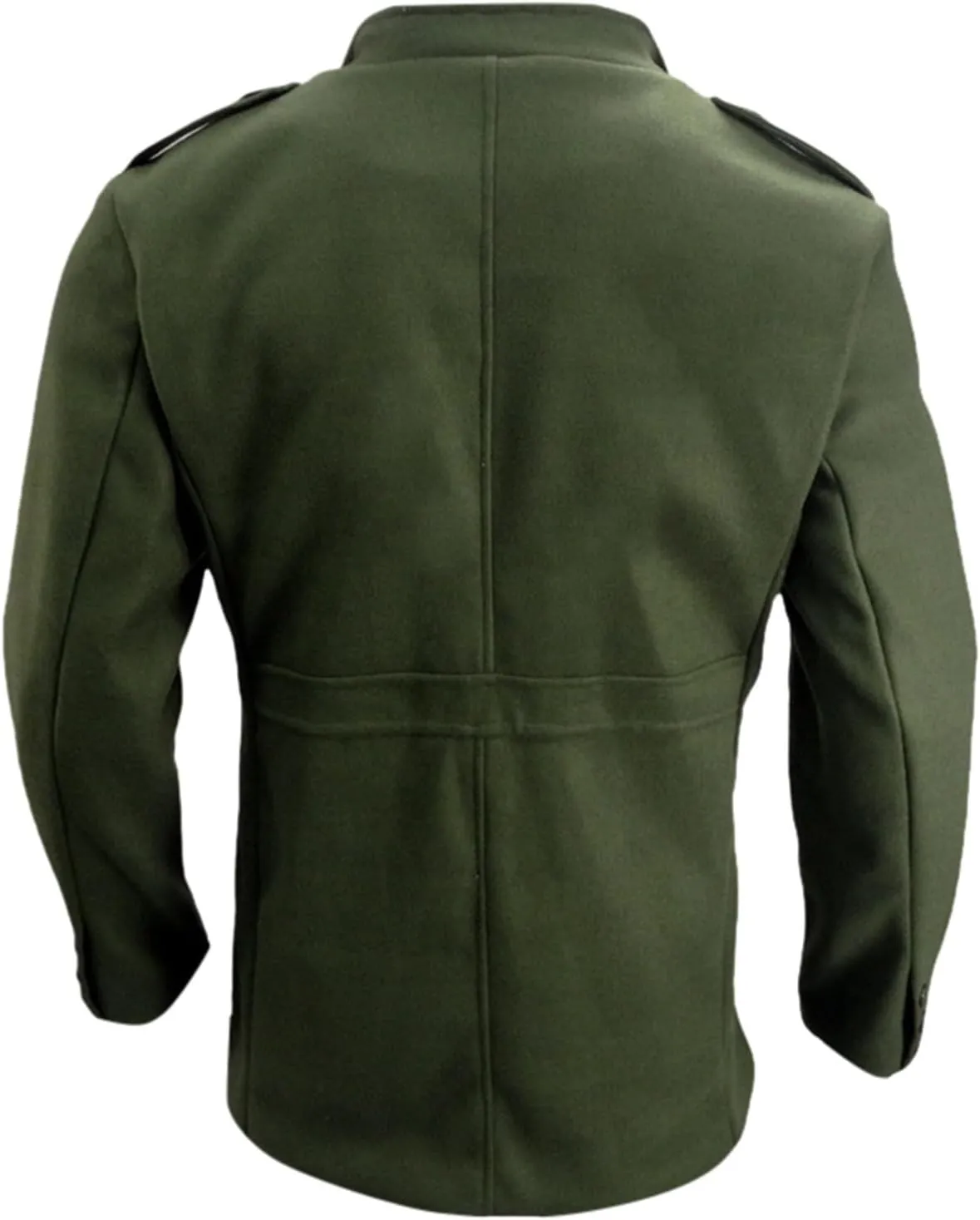 Mens Trench Coat Stand Lapel Double Breasted Business Casual Pea Coat Winter Warm Coat Mid Long Overcoat Windbreaker