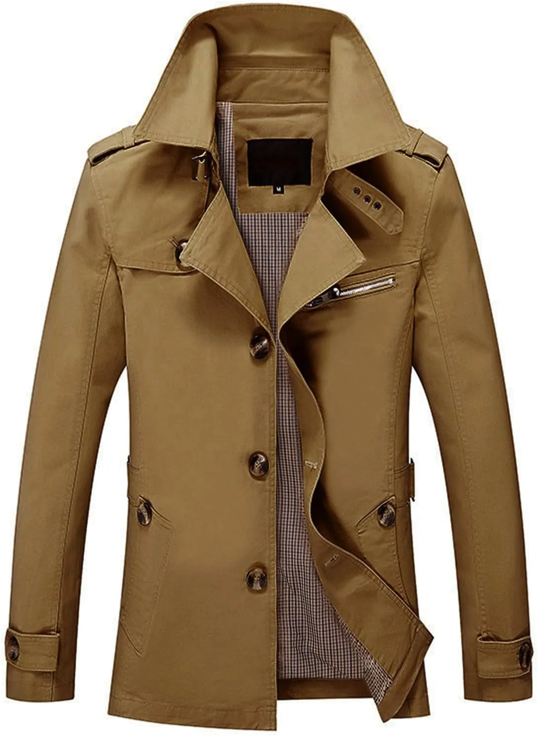 Mens Winter Coat Jacket Autumn&Winter Long Men's Solid Collar Sleeve Turn-down Top Men's Coats & Leather Trench Coat