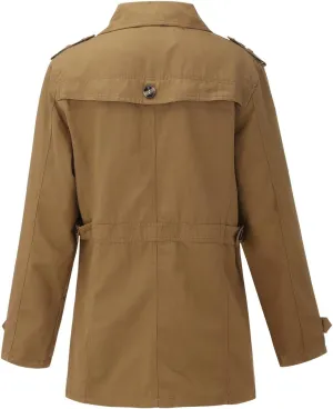 Mens Winter Coat Jacket Autumn&Winter Long Men's Solid Collar Sleeve Turn-down Top Men's Coats & Leather Trench Coat