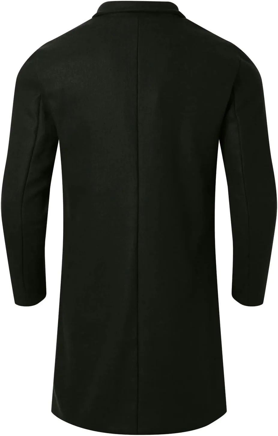 Men's Wool Blend Pea Coat Notched Collar Single Breasted Long Overcoat Warm Winter Trench Coat Business Windbreaker