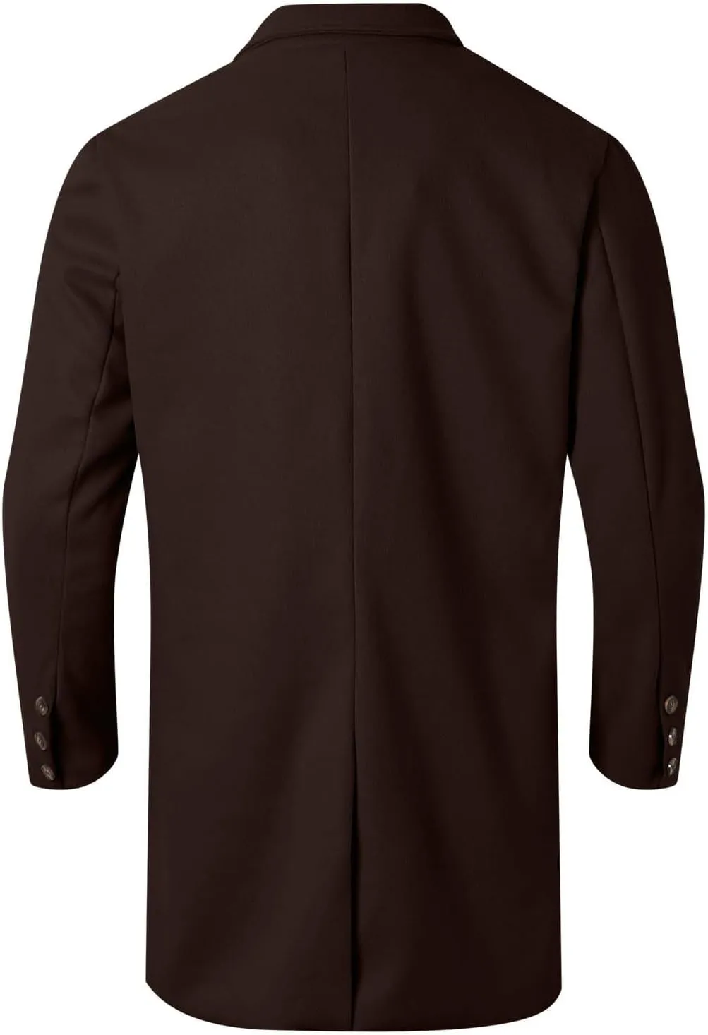 Men's Wool Blend Pea Coat Notched Collar Single Breasted Mid Long Windbreaker Overcoat Warm Winter Trench Coat M-2XL
