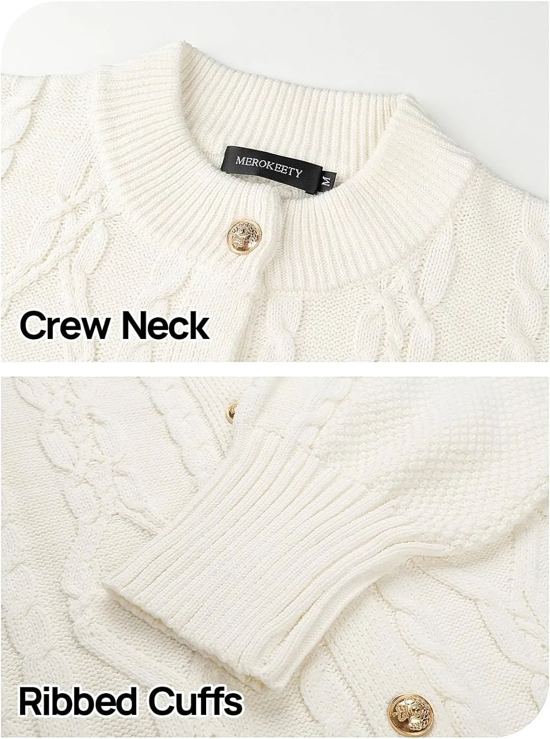 MEROKEETY Women's 2024 Fall Long Sleeve Sweater Cardigan Cable Knit Open Front Button Outwear Coats