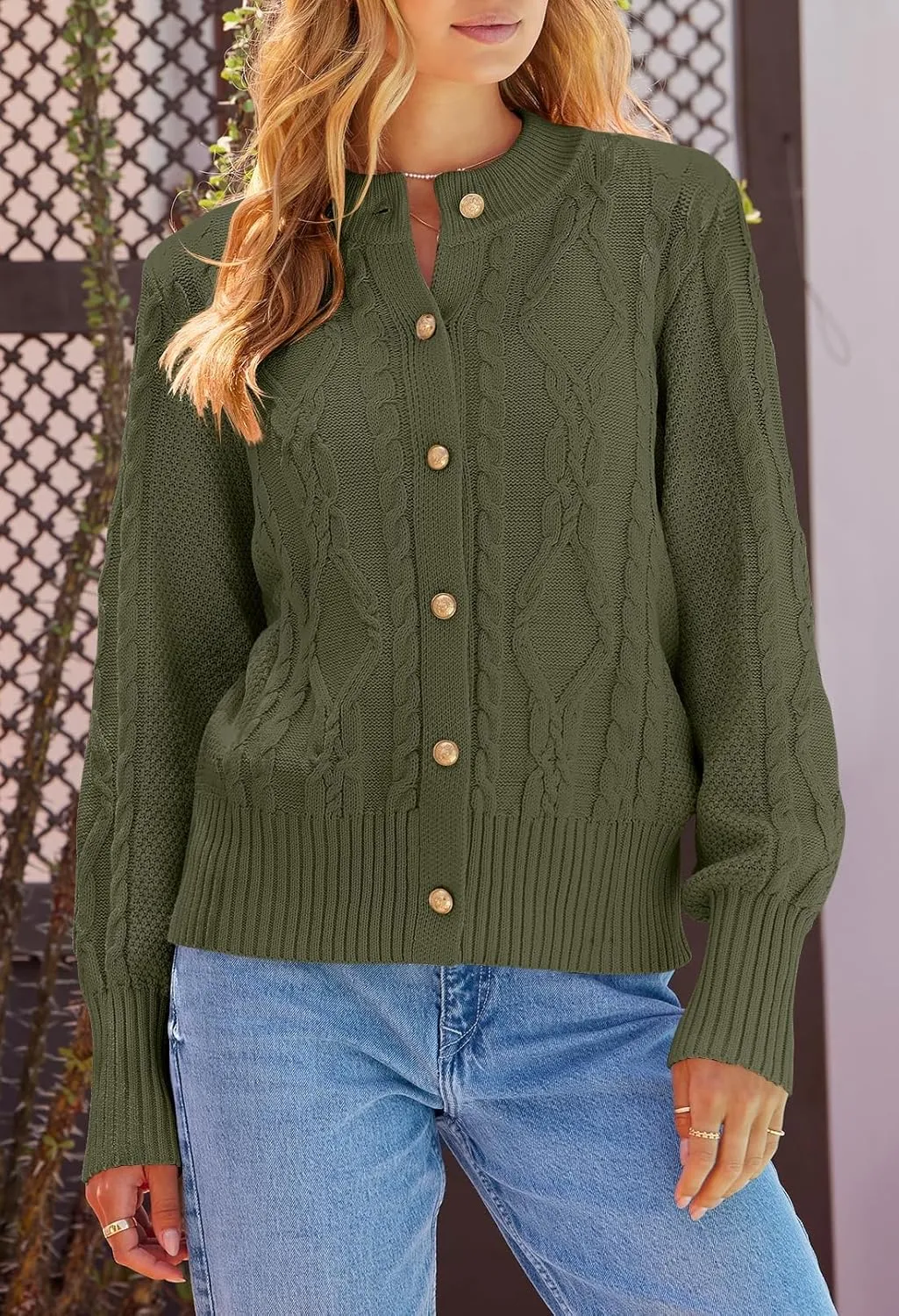 MEROKEETY Women's 2024 Fall Long Sleeve Sweater Cardigan Cable Knit Open Front Button Outwear Coats