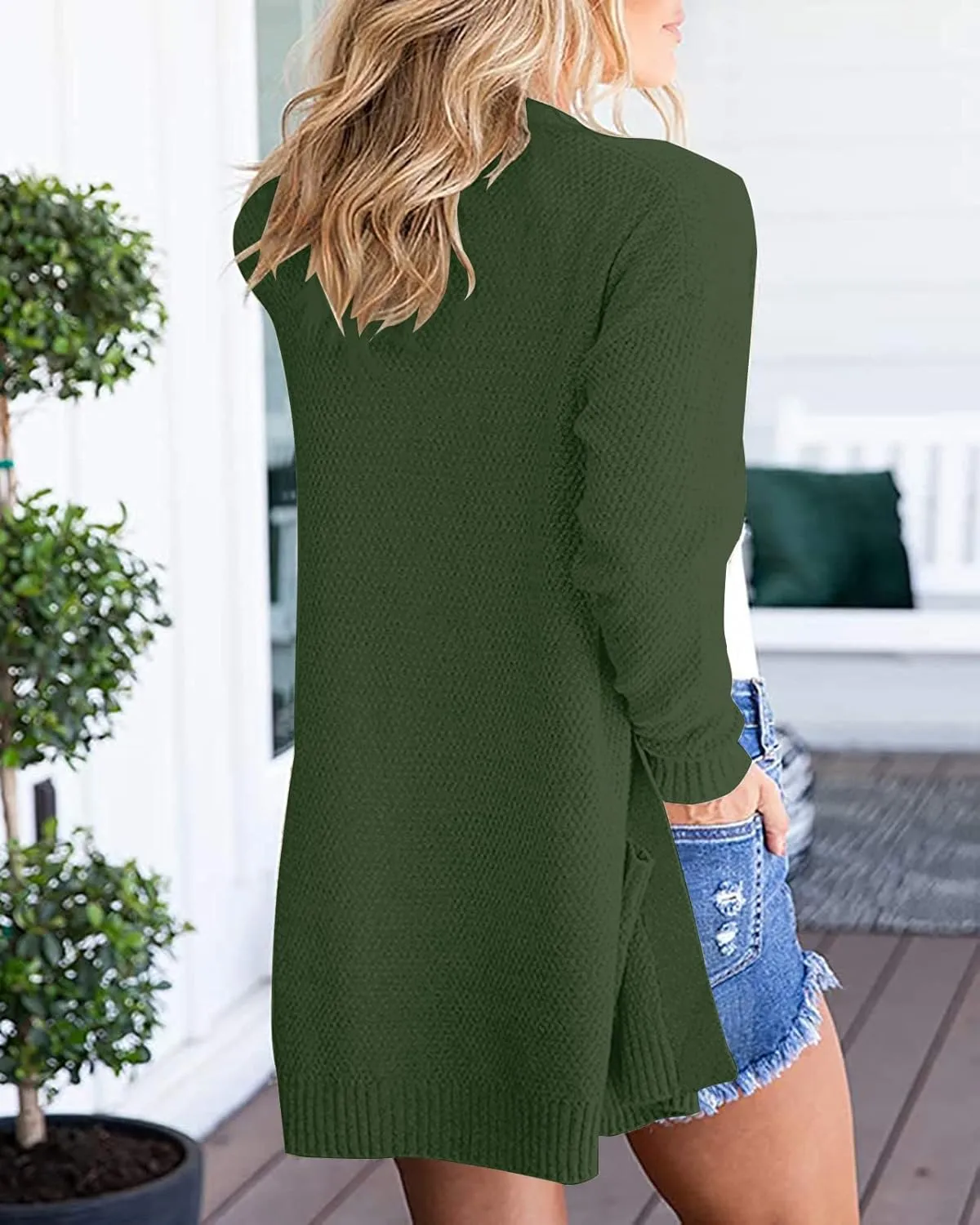 MEROKEETY Women's 2025 Long Sleeve Waffle Knit Cardigan Open Front Cozy Sweater Coat with Pockets