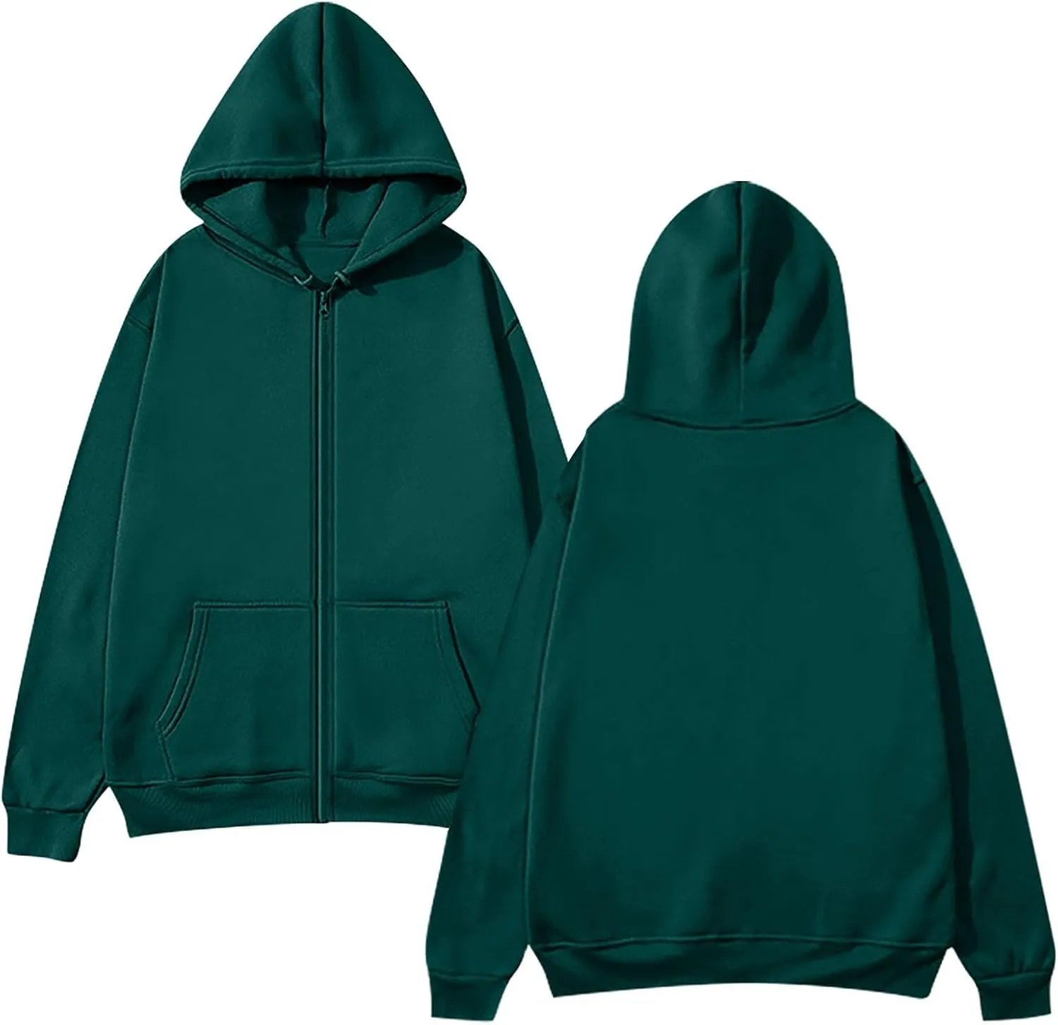 midelxp Zip Up Hoodies for Women Casual Lightweight Fleece Hooded Sweatshirt Comfy Solid Color Warm Winter Coats Jackets