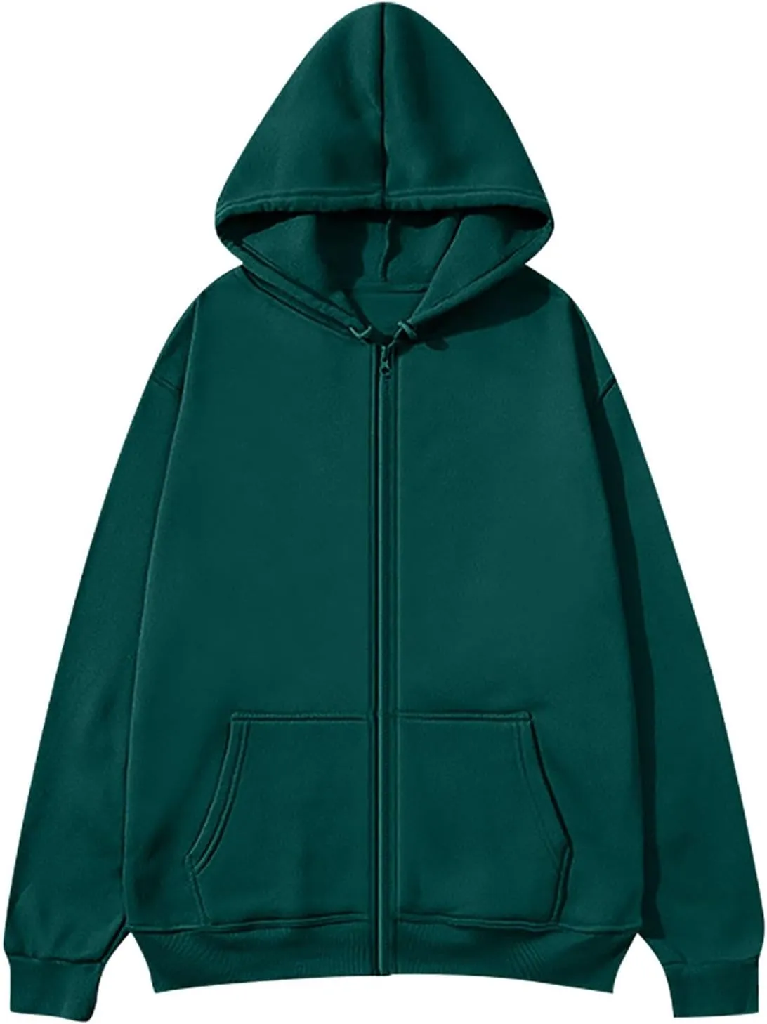 midelxp Zip Up Hoodies for Women Casual Lightweight Fleece Hooded Sweatshirt Comfy Solid Color Warm Winter Coats Jackets