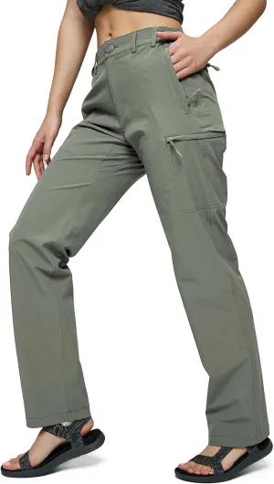 MIER Women's Quick Dry Cargo Pants Lightweight Tactical Hiking Pants with 6 Pockets, Stretchy and Water-Resistant