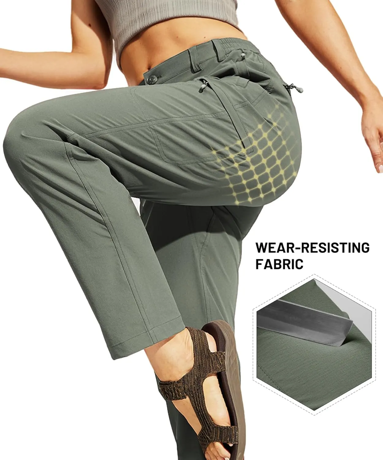 MIER Women's Quick Dry Cargo Pants Lightweight Tactical Hiking Pants with 6 Pockets, Stretchy and Water-Resistant