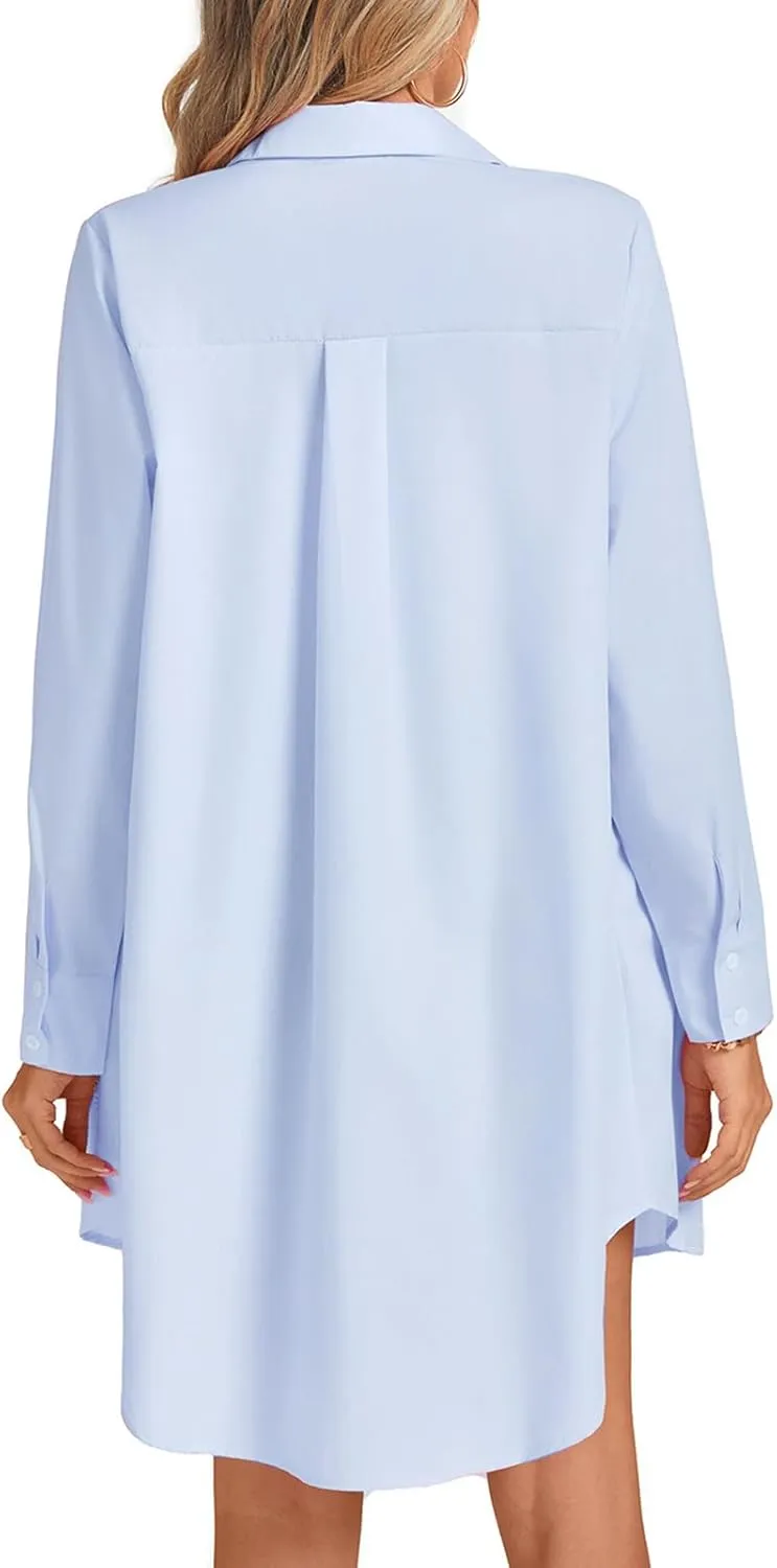 MINTLIMIT Womens Button Down Shirt Dress Spring Summer Loose Casual Long Sleeve Shirt Dresses with Pockets 2025 Trendy