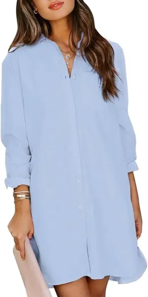 MINTLIMIT Womens Button Down Shirt Dress Spring Summer Loose Casual Long Sleeve Shirt Dresses with Pockets 2025 Trendy
