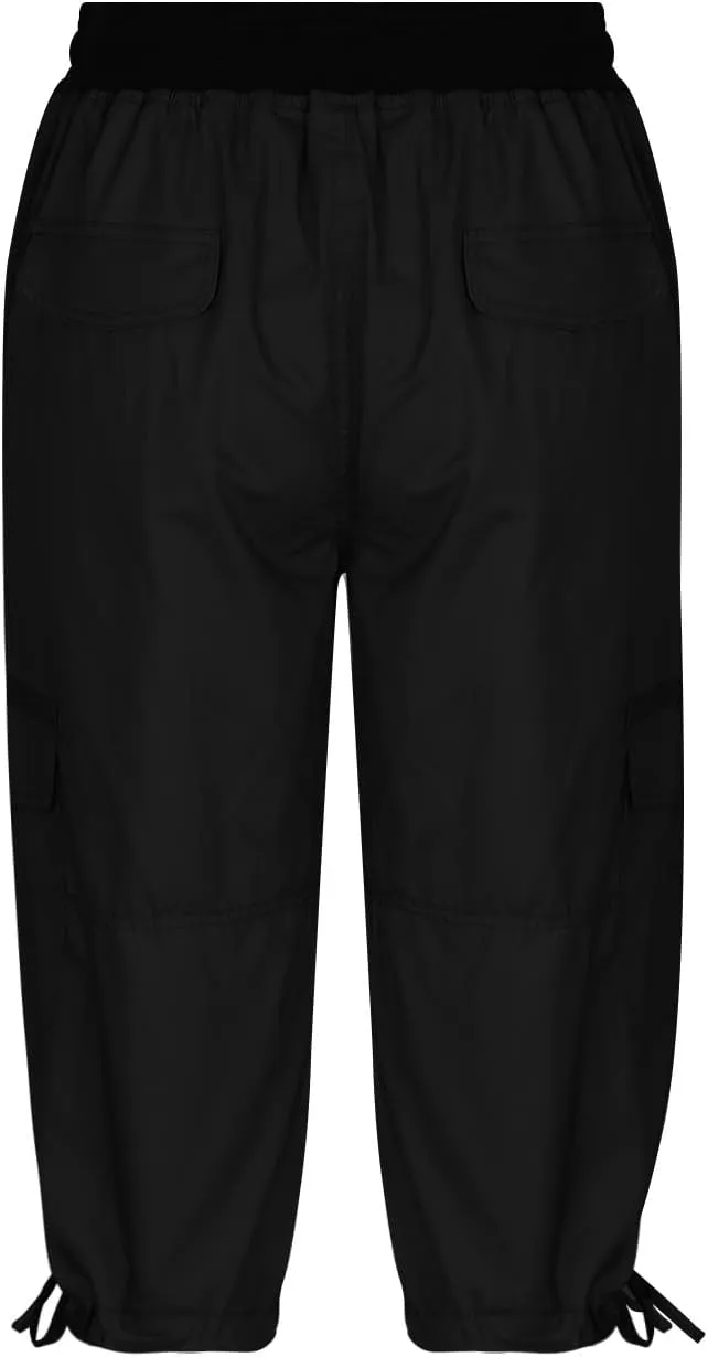 MINzYI Cargo Pants Women High Waist Fashion Adjustable Drawstring Elastic Waist Wide Leg Pants Loose Trousers with Pockets