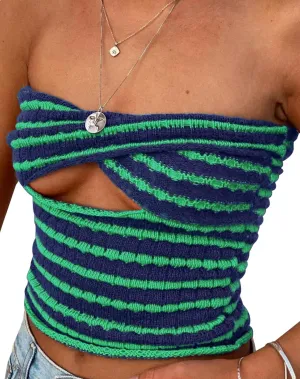 MISSACTIVER Women Striped Knit Bandeau Top Sexy Strapless Sleeveless Twist Front Hollow Out Backless Tube Crop Top Party