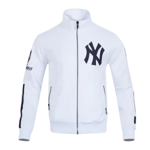 MLB NEW YORK YANKEES CLASSIC MEN'S DOUBLE KNIT TRACK JACKET (WHITE/MIDNIGHT NAVY)