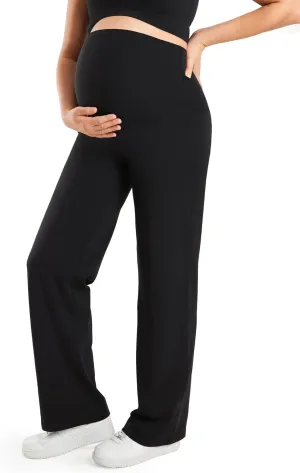 MOMANDA Women's Maternity Pants Wide Leg Cozy Over The Belly Lounge High Waisted Pregnancy Casual Yoga Pants