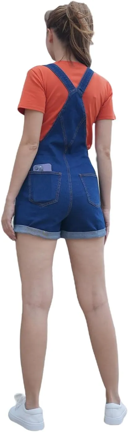 MONTVOO Womens Overalls Shorts - Denim Shorts Jumpsuit Adjustable Straps Bib Overalls with Pockets Short Jean