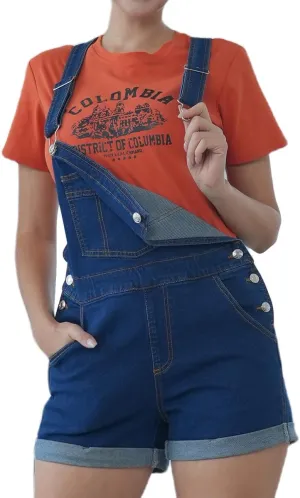 MONTVOO Womens Overalls Shorts - Denim Shorts Jumpsuit Adjustable Straps Bib Overalls with Pockets Short Jean