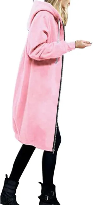 Muyise Hoodies for Women Casual Full Zip Up Long Hooded Sweatshirts Lightweight Long Sleeve Winter Warm Jackets with Pockets