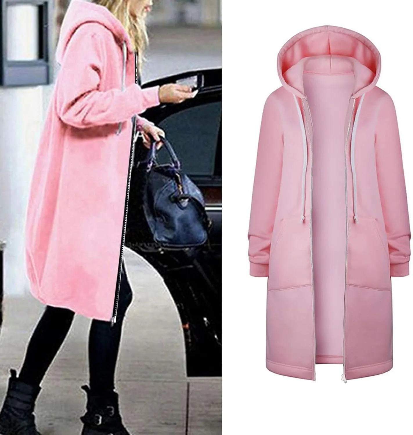 Muyise Hoodies for Women Casual Full Zip Up Long Hooded Sweatshirts Lightweight Long Sleeve Winter Warm Jackets with Pockets