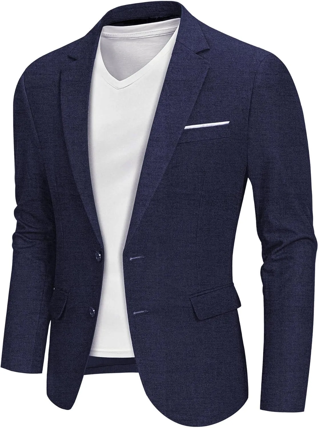 MY'S Men's Casual Two Button Linen Suit Jacket, Slim Fit Business Daily Sport Coat Lightweight Blazer