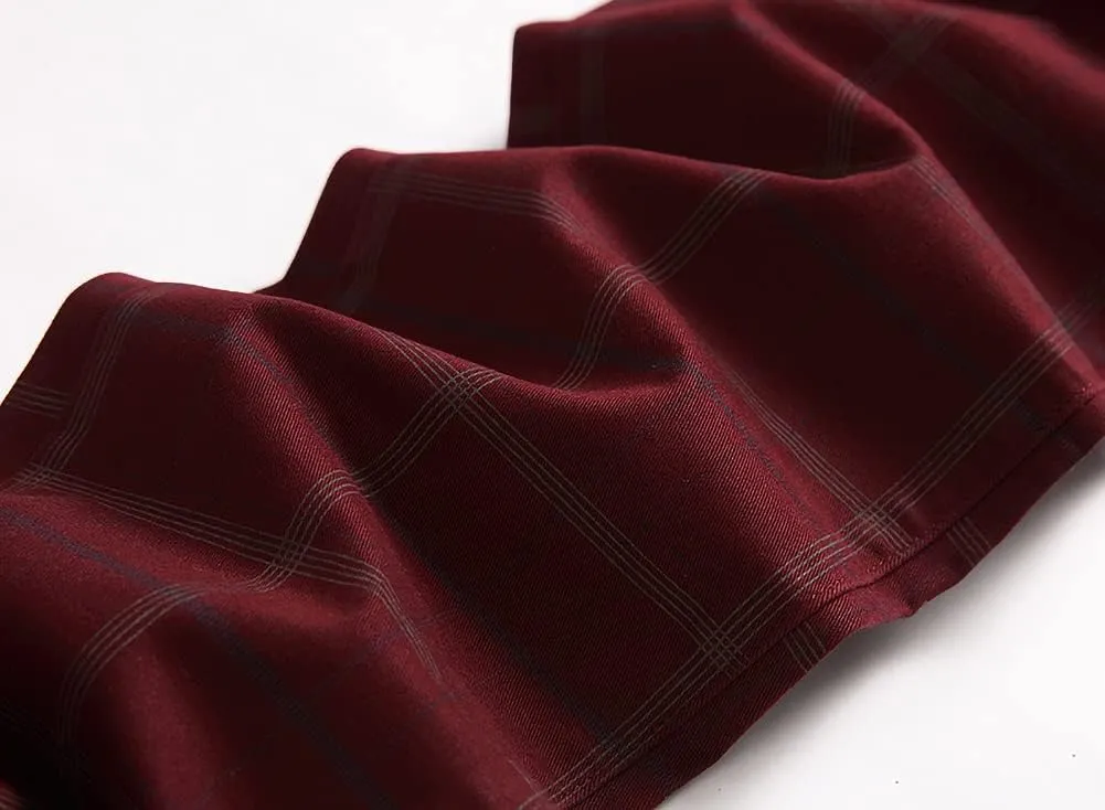 Mywinway Mens Casual Plaid Dress Pants: Stretch Skinny Busniss Slim Fit Chinos Pants