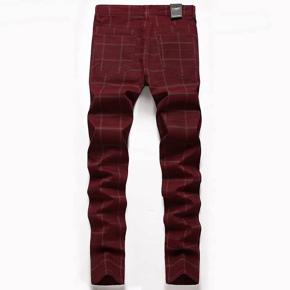 Mywinway Mens Casual Plaid Dress Pants: Stretch Skinny Busniss Slim Fit Chinos Pants