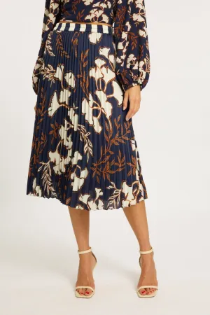 Navy And Cream Ginko Block Mia Skirt