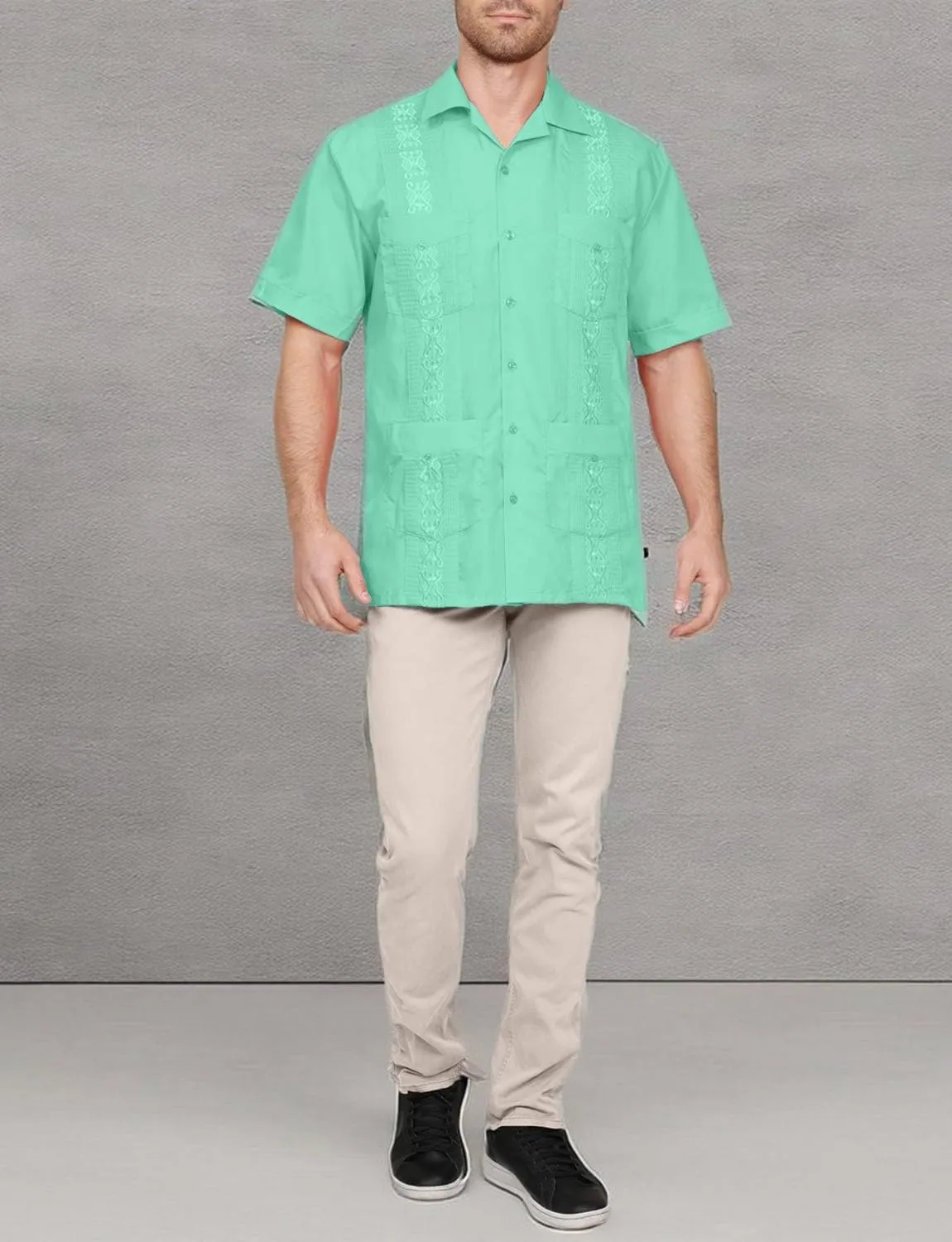 NE PEOPLE Men's Short Sleeve Cuban Guayabera Button Down Shirts Top S-4XL