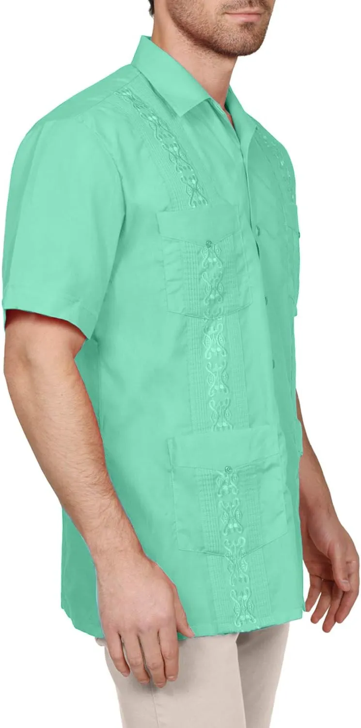 NE PEOPLE Men's Short Sleeve Cuban Guayabera Button Down Shirts Top S-4XL