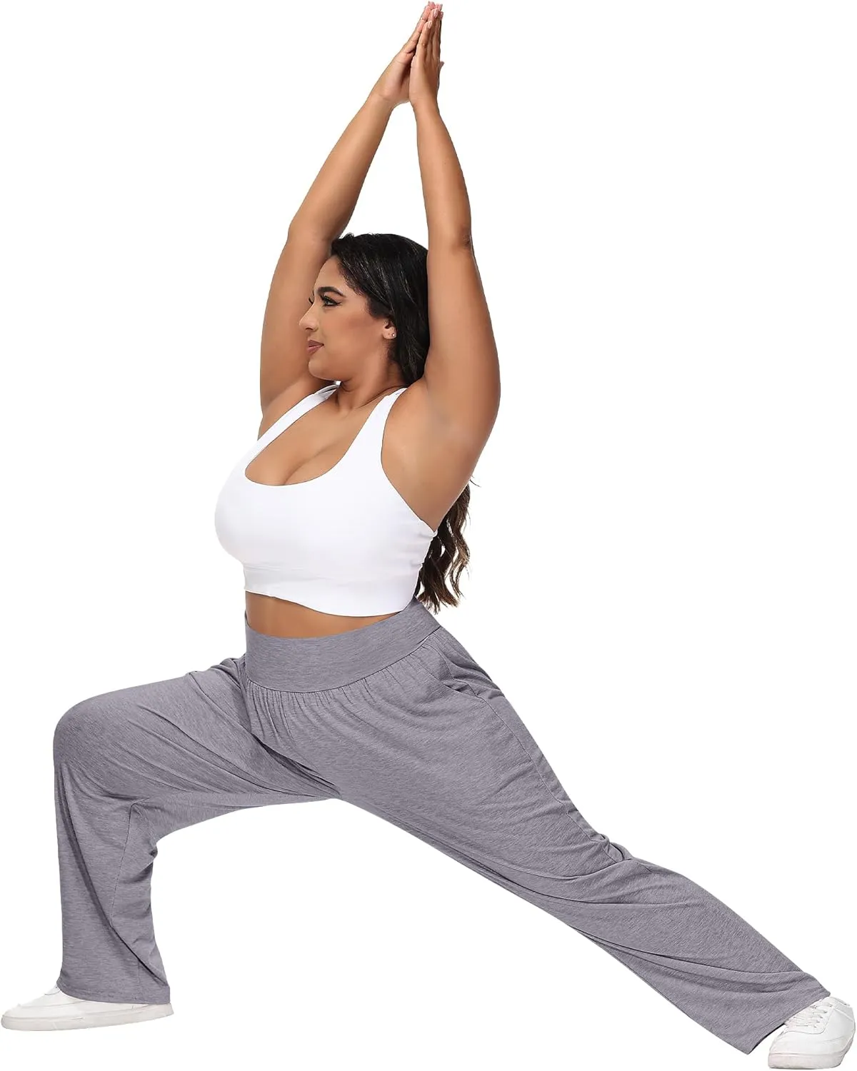 Neer 3 Pack Women Plus Size Wide Leg Yoga Pants High Waist Sweatpants Plus Size Palazzo Pants Lounge with Pockets