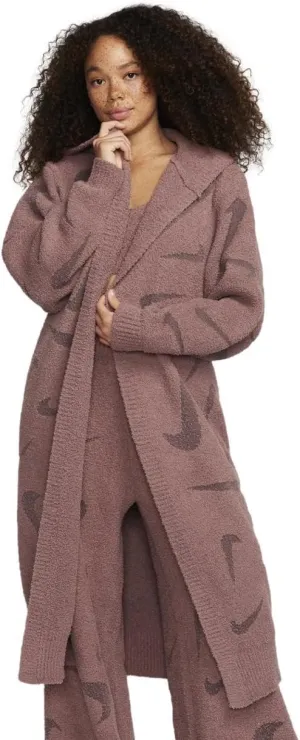 Nike Women's Sportswear Phoenix Cozy Boucl Loose Long Knit Cardigan (US, Alpha, Large, Regular, Regular, Brown)