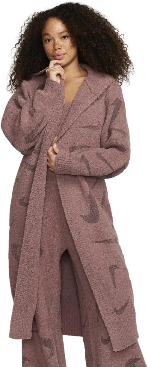 Nike Women's Sportswear Phoenix Cozy Boucl Loose Long Knit Cardigan (US, Alpha, Large, Regular, Regular, Brown)