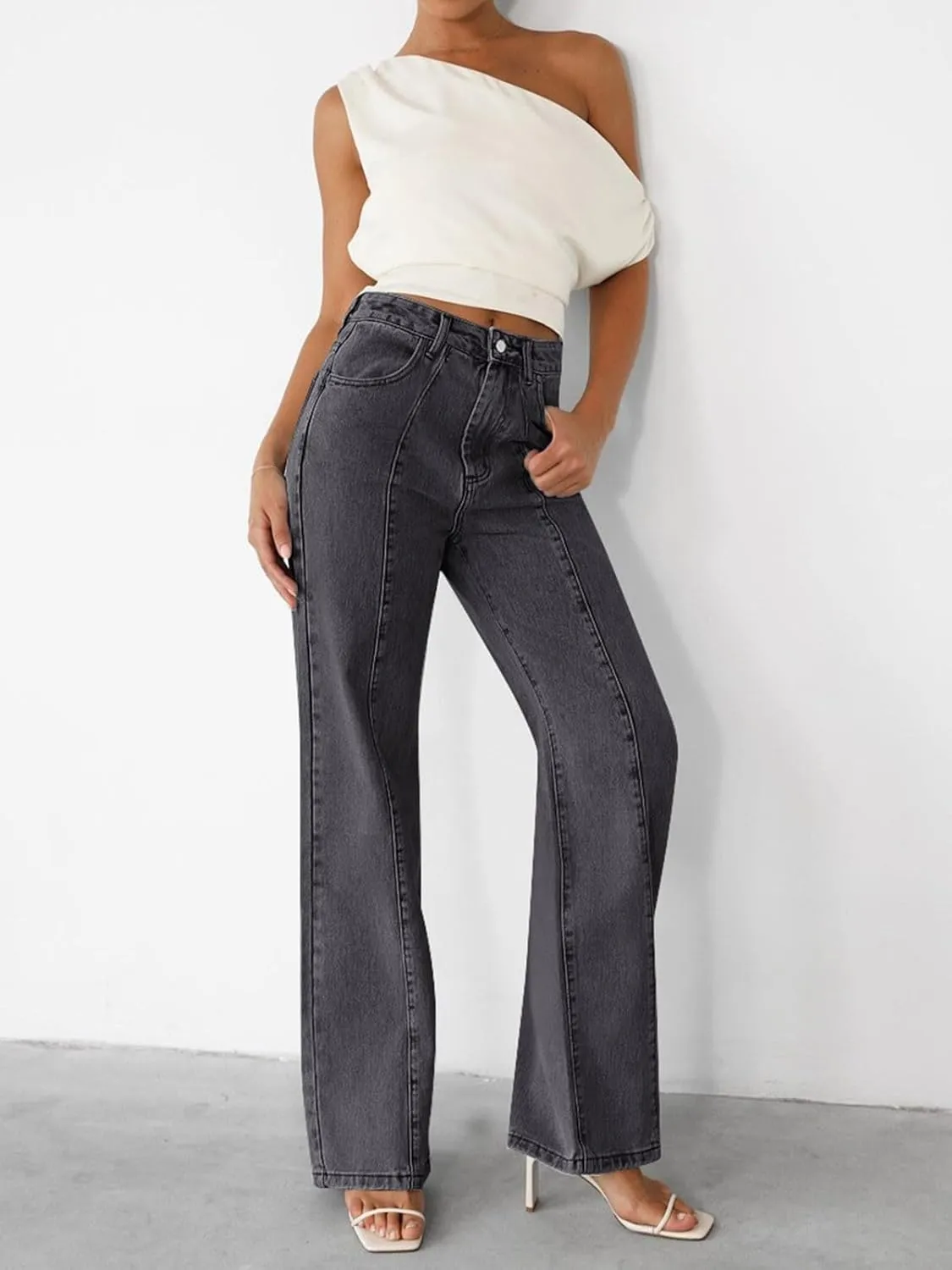 NIMIN Wide Leg Jeans for Women High Waisted Baggy Denim Pants Straight Leg Casual Jeans with Pockets