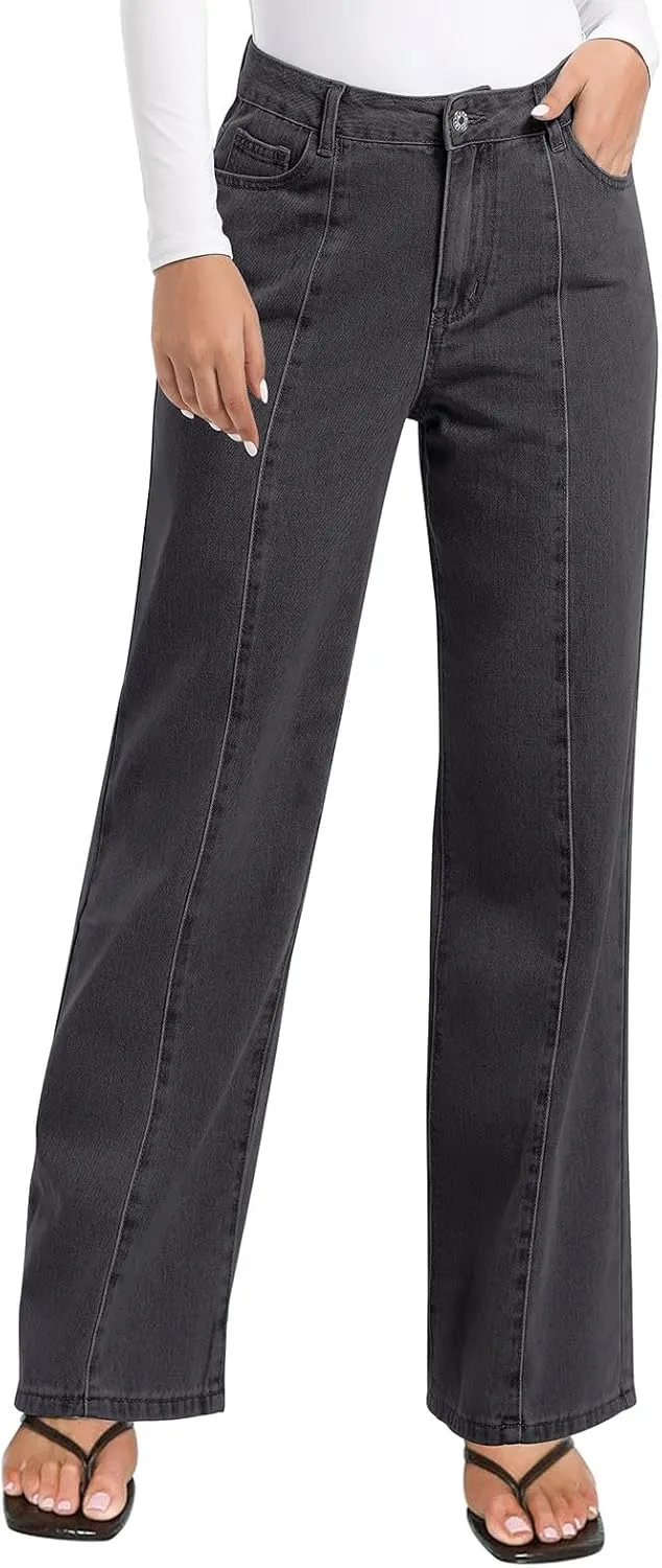 NIMIN Wide Leg Jeans for Women High Waisted Baggy Denim Pants Straight Leg Casual Jeans with Pockets