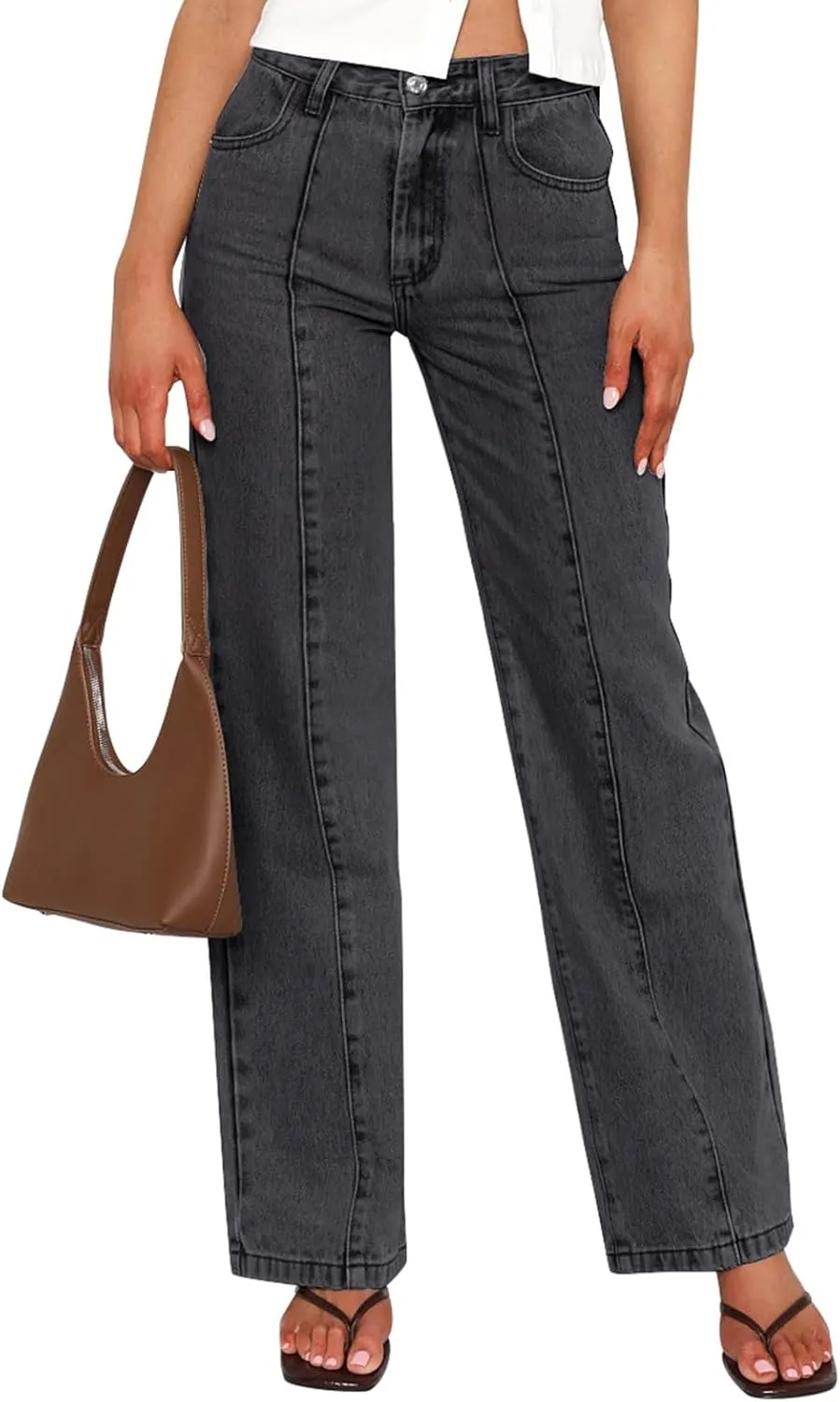 NIMIN Wide Leg Jeans for Women High Waisted Baggy Denim Pants Straight Leg Casual Jeans with Pockets