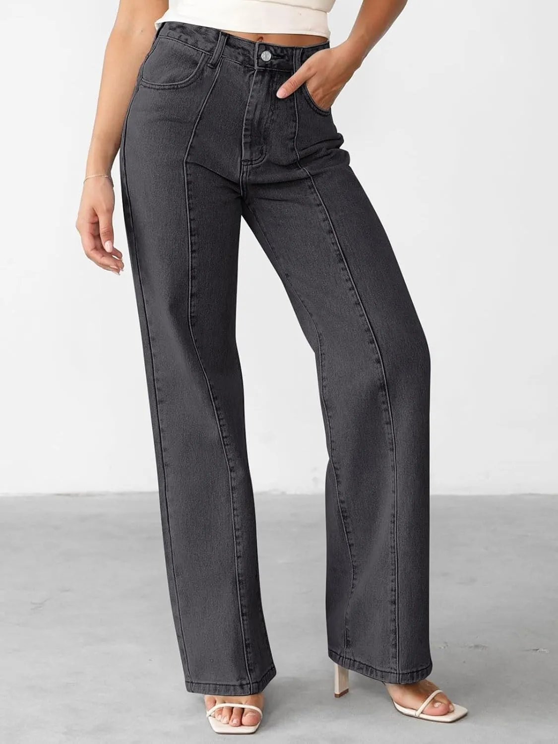 NIMIN Wide Leg Jeans for Women High Waisted Baggy Denim Pants Straight Leg Casual Jeans with Pockets