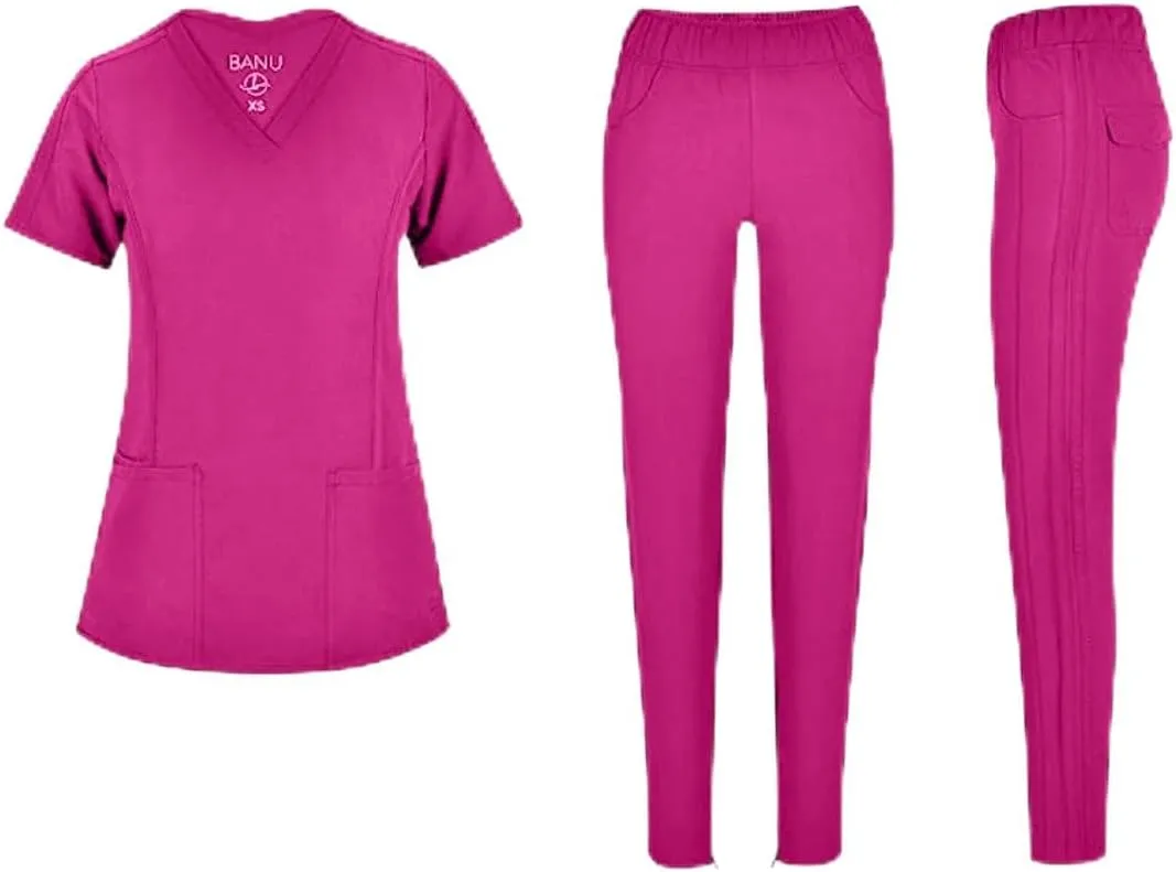 Nursing Scrubs For Women Set 7 Pocket Tali & Maya Every Day Scrub Set For Women 3 Pocket Top 4 Pocket Bottom 5% Spandex