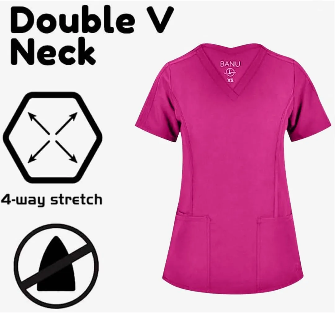 Nursing Scrubs For Women Set 7 Pocket Tali & Maya Every Day Scrub Set For Women 3 Pocket Top 4 Pocket Bottom 5% Spandex