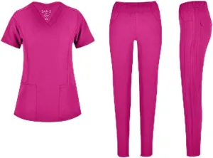Nursing Scrubs For Women Set 7 Pocket Tali & Maya Every Day Scrub Set For Women 3 Pocket Top 4 Pocket Bottom 5% Spandex