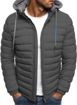oiangi Puffer Jacket Men with Hood Warm Winter Full Zip Insulated Puffy Quilted Lined Coat Lightweight Packable Down Jackets