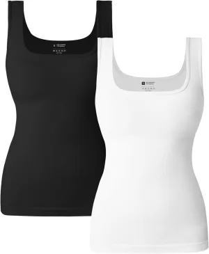 OLCHEE Womens Shapewear Tank Tops Tummy Control Square Neck Seamless Ribbed Compression Slimming Body Shaper
