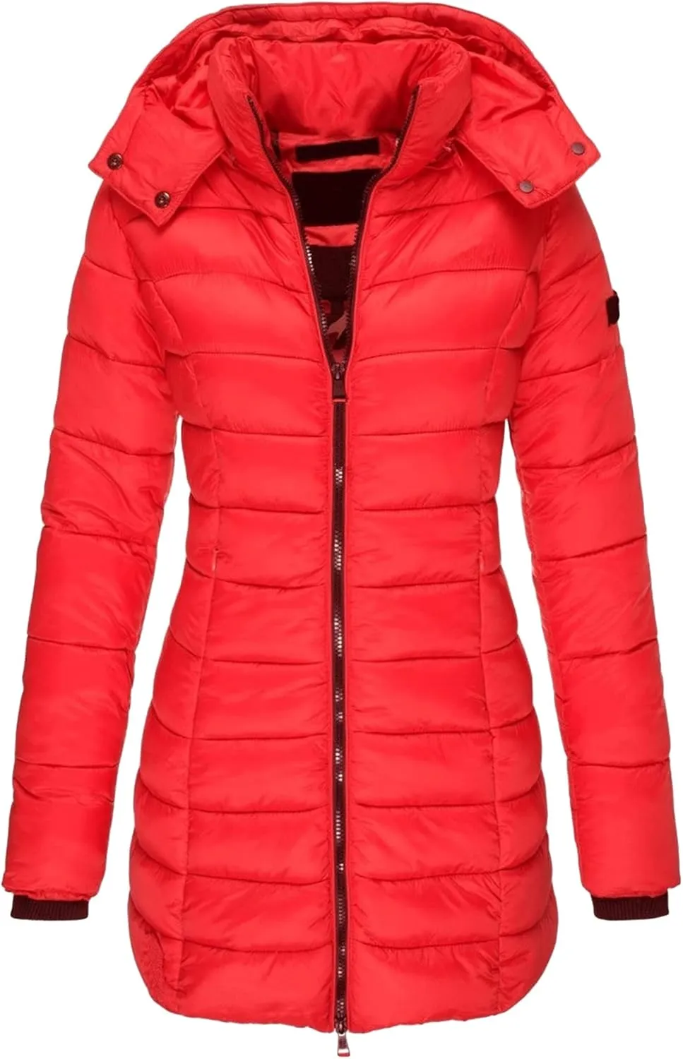 OMZIN Women's Lightweight Packable Puffer Jacket Casual Thickening Coats Winter Long Coat with Hooded