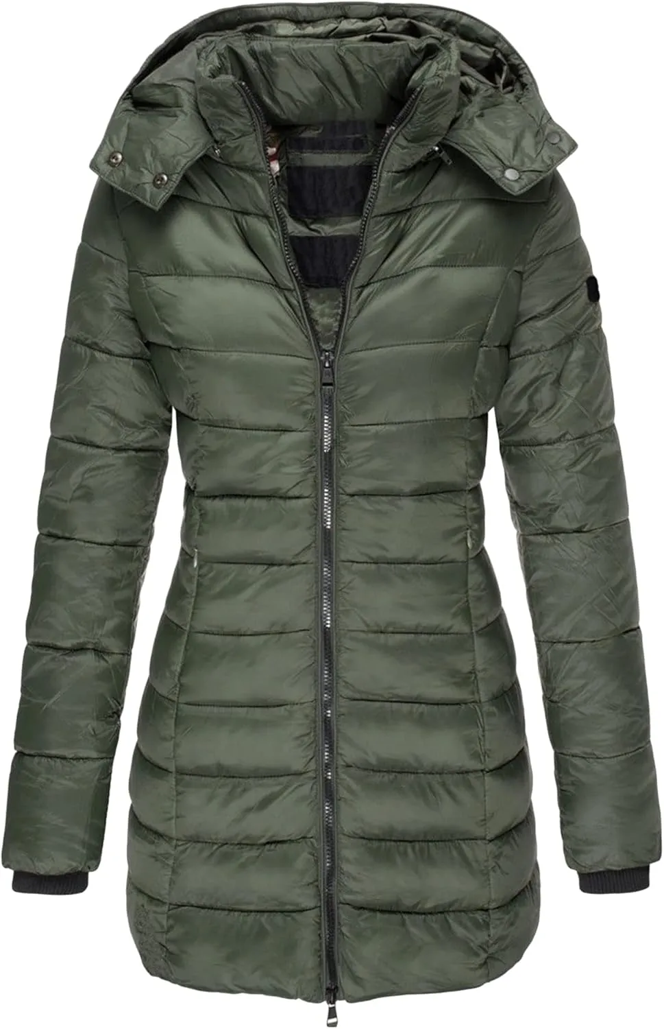 OMZIN Women's Lightweight Packable Puffer Jacket Casual Thickening Coats Winter Long Coat with Hooded
