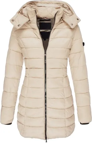 OMZIN Women's Lightweight Packable Puffer Jacket Casual Thickening Coats Winter Long Coat with Hooded