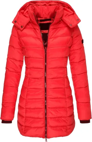 OMZIN Women's Lightweight Packable Puffer Jacket Casual Thickening Coats Winter Long Coat with Hooded