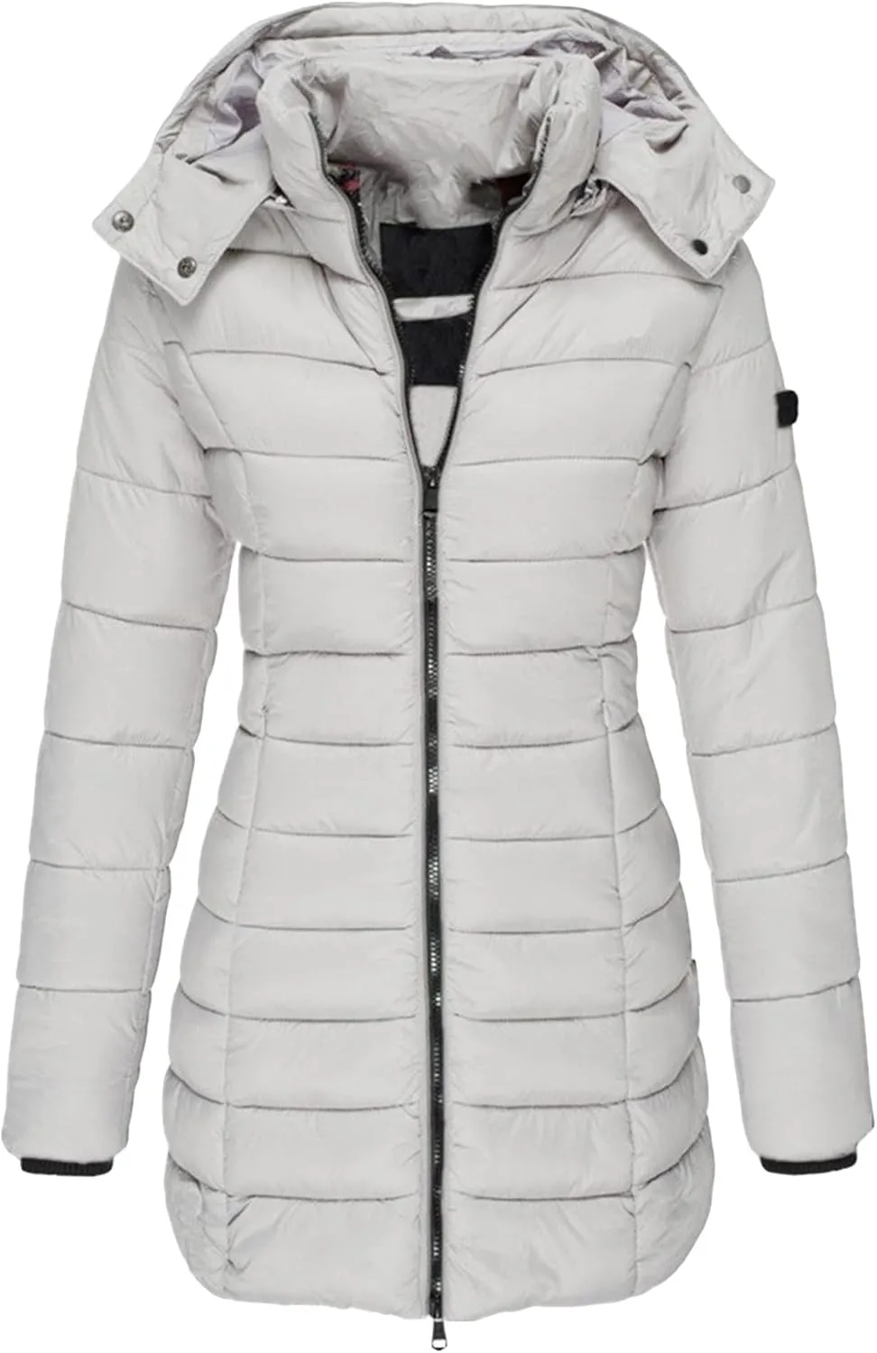 OMZIN Women's Lightweight Packable Puffer Jacket Casual Thickening Coats Winter Long Coat with Hooded